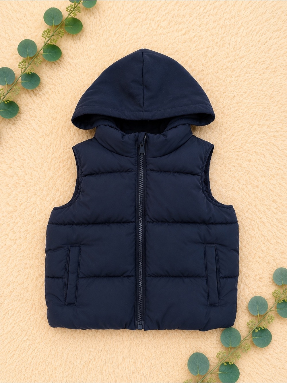 Old Navy Black Hooded Puffer Vest